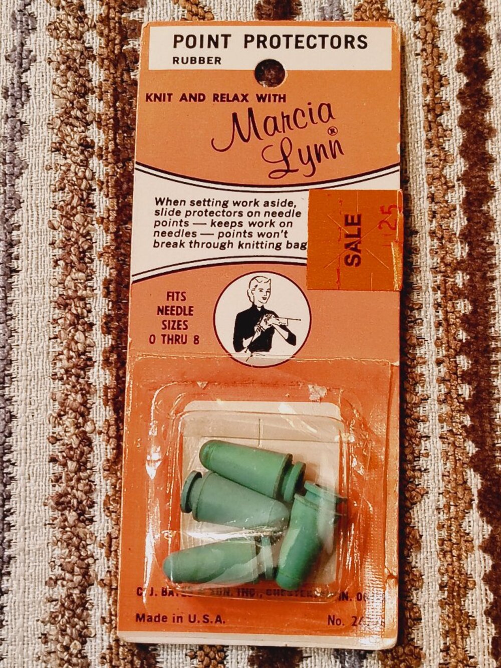 Vintage Marcia Lynn Rubber Point Protectors Fits Knitting Needles Size 0 Thru 8